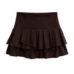 Lucky in Love Tennis Skort, Scalloped Tiered Ruffles, Black Size Large